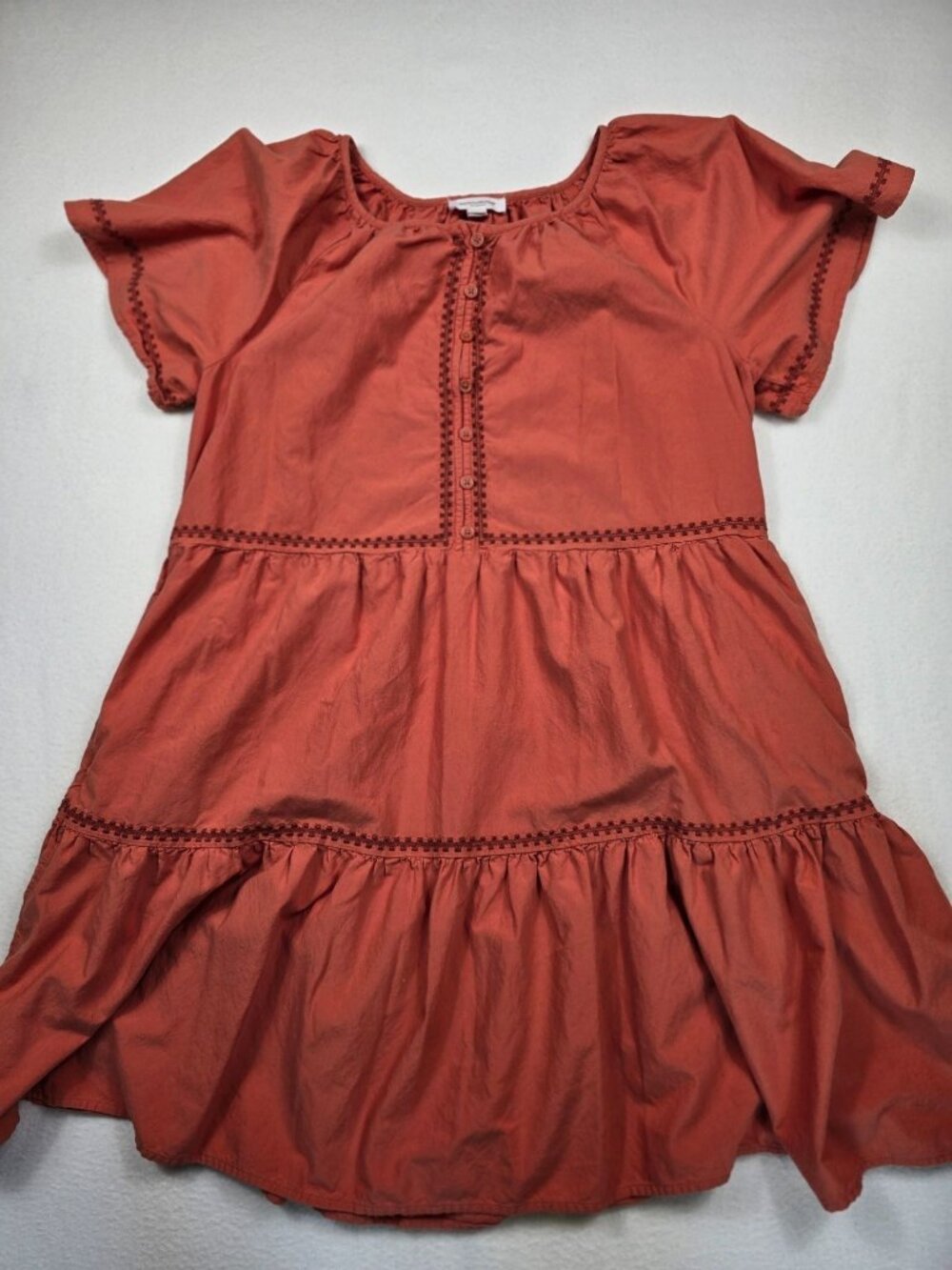 Beachlunchlounge Boho Womens Large Tiered Coral Dress W/ Button Front